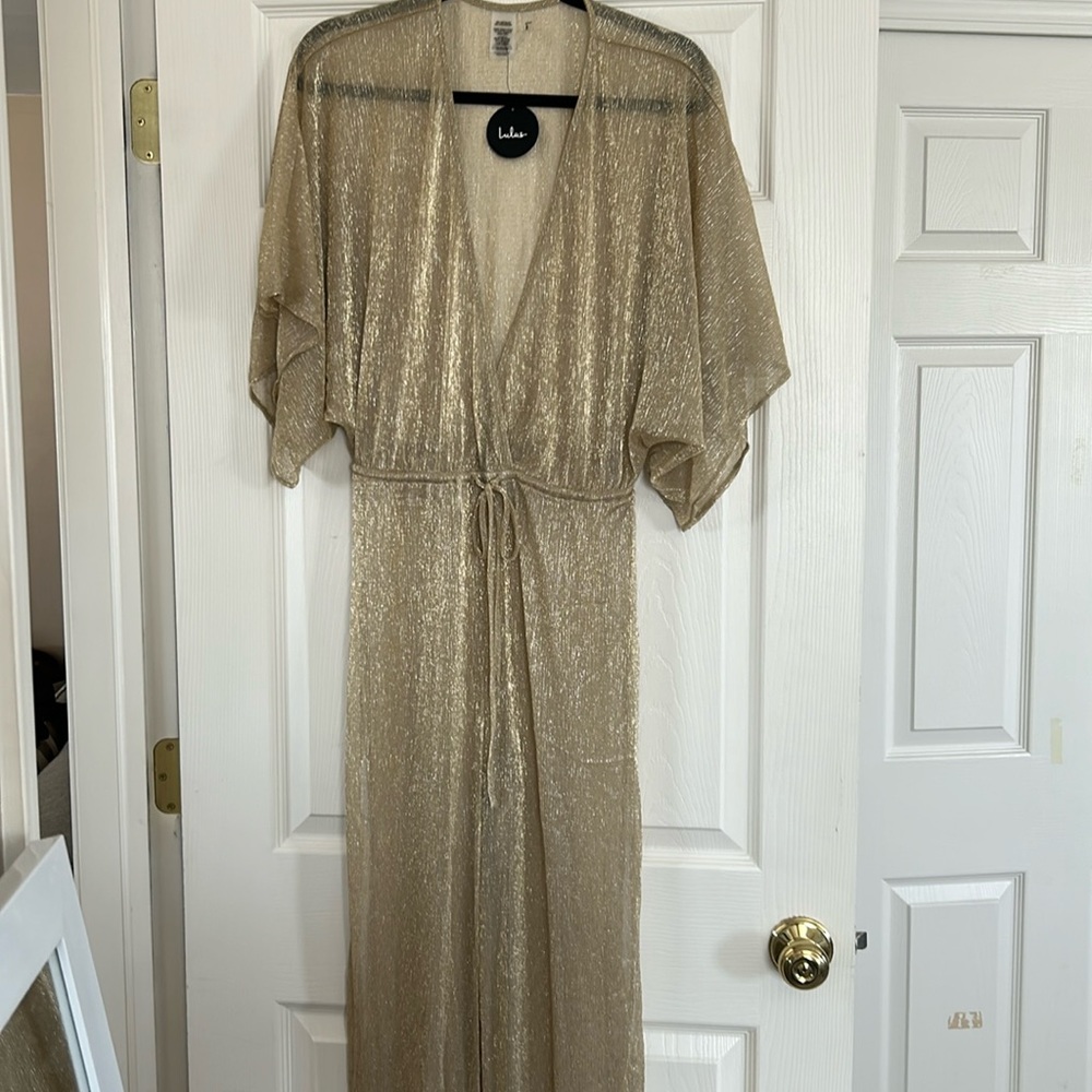 Metallic gold coverall swim cover up Size M